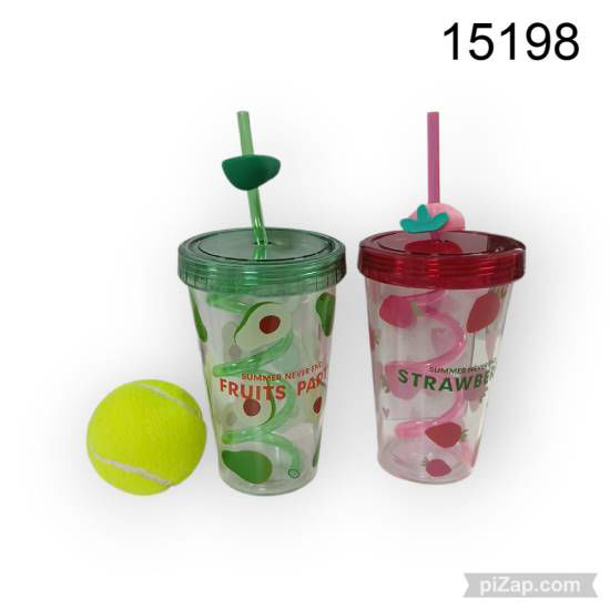 Imagen de VASO PLASTICO C/SORBETE PALTA Y FRUTILLA 12.25  